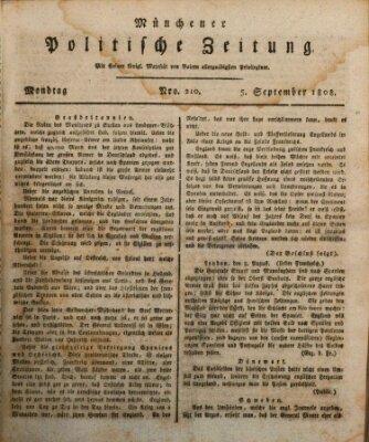 Münchener politische Zeitung (Süddeutsche Presse) Montag 5. September 1808