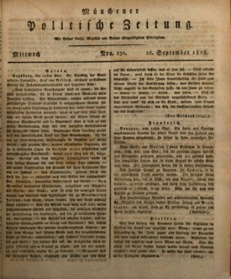 Münchener politische Zeitung (Süddeutsche Presse) Mittwoch 28. September 1808
