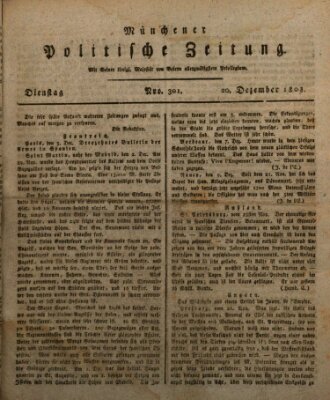 Münchener politische Zeitung (Süddeutsche Presse) Dienstag 20. Dezember 1808