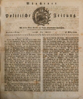 Münchener politische Zeitung (Süddeutsche Presse) Donnerstag 16. März 1809