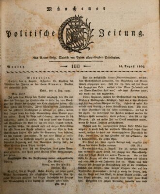 Münchener politische Zeitung (Süddeutsche Presse) Montag 14. August 1809