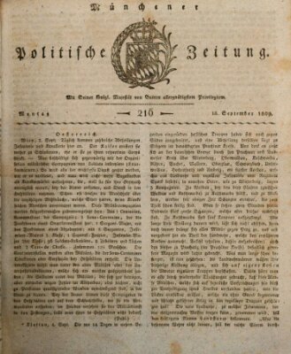 Münchener politische Zeitung (Süddeutsche Presse) Montag 18. September 1809