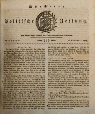 Münchener politische Zeitung (Süddeutsche Presse) Samstag 30. September 1809