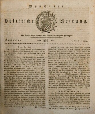Münchener politische Zeitung (Süddeutsche Presse) Samstag 7. Oktober 1809