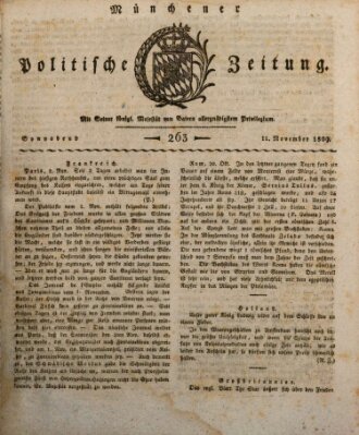 Münchener politische Zeitung (Süddeutsche Presse) Samstag 11. November 1809