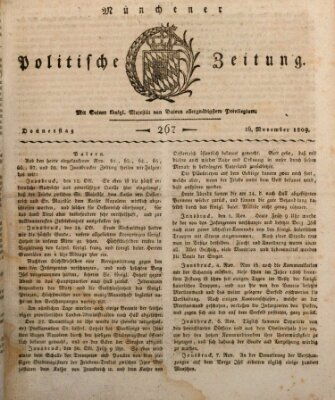Münchener politische Zeitung (Süddeutsche Presse) Donnerstag 16. November 1809