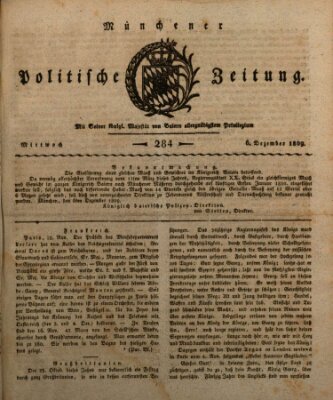 Münchener politische Zeitung (Süddeutsche Presse) Mittwoch 6. Dezember 1809