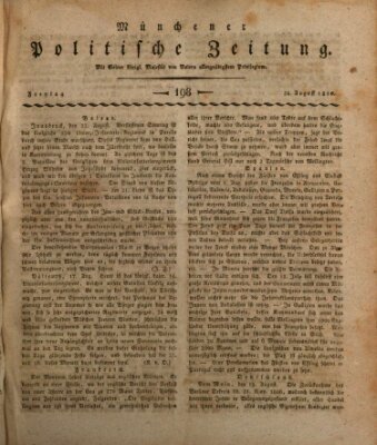 Münchener politische Zeitung (Süddeutsche Presse) Freitag 24. August 1810