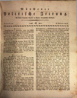 Münchener politische Zeitung (Süddeutsche Presse) Samstag 16. Februar 1811