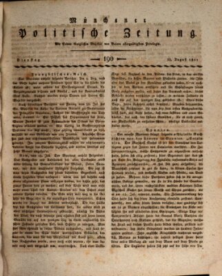 Münchener politische Zeitung (Süddeutsche Presse) Dienstag 13. August 1811