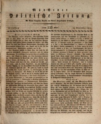 Münchener politische Zeitung (Süddeutsche Presse) Dienstag 24. September 1811