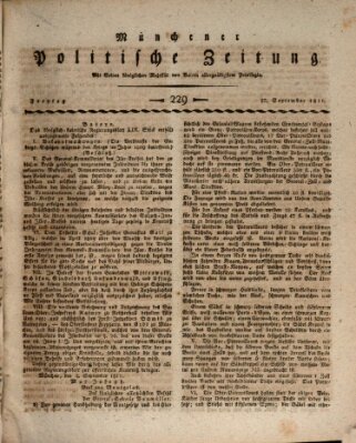 Münchener politische Zeitung (Süddeutsche Presse) Freitag 27. September 1811