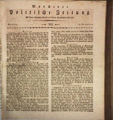 Münchener politische Zeitung (Süddeutsche Presse) Montag 29. Juni 1812