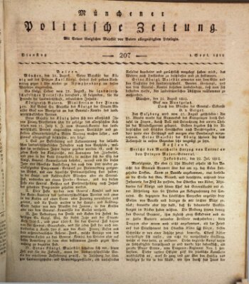 Münchener politische Zeitung (Süddeutsche Presse) Dienstag 1. September 1812