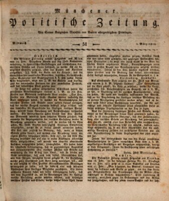 Münchener politische Zeitung (Süddeutsche Presse) Mittwoch 1. März 1815