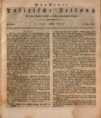 Münchener politische Zeitung (Süddeutsche Presse) Dienstag 8. August 1815