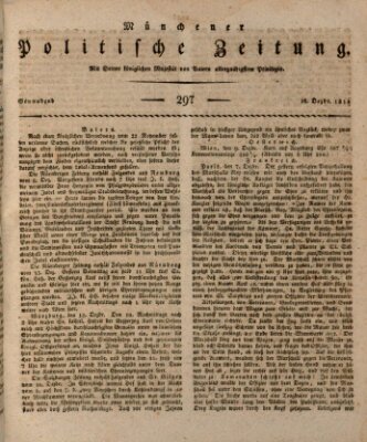 Münchener politische Zeitung (Süddeutsche Presse) Samstag 16. Dezember 1815