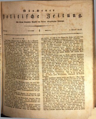 Münchener politische Zeitung (Süddeutsche Presse) Montag 1. Januar 1816