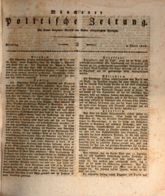 Münchener politische Zeitung (Süddeutsche Presse) Dienstag 2. Januar 1816