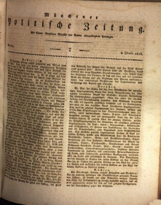 Münchener politische Zeitung (Süddeutsche Presse) Montag 8. Januar 1816