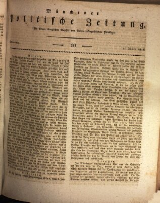 Münchener politische Zeitung (Süddeutsche Presse) Donnerstag 11. Januar 1816