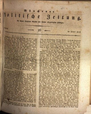 Münchener politische Zeitung (Süddeutsche Presse) Dienstag 30. Januar 1816