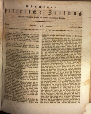 Münchener politische Zeitung (Süddeutsche Presse) Mittwoch 31. Januar 1816