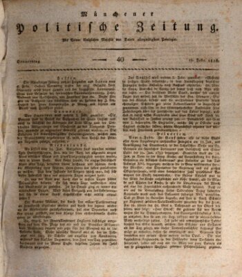 Münchener politische Zeitung (Süddeutsche Presse) Donnerstag 15. Februar 1816