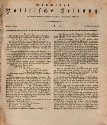 Münchener politische Zeitung (Süddeutsche Presse) Donnerstag 5. September 1816
