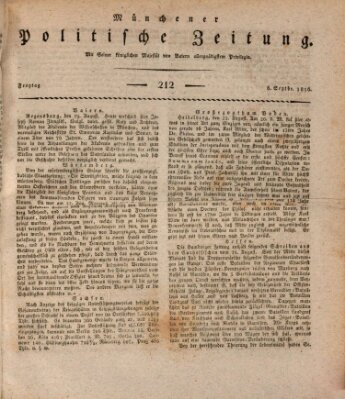Münchener politische Zeitung (Süddeutsche Presse) Freitag 6. September 1816