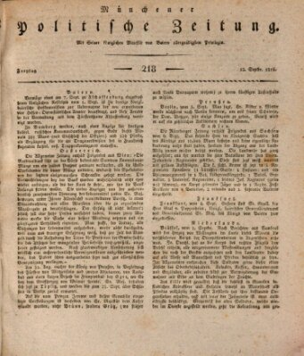 Münchener politische Zeitung (Süddeutsche Presse) Freitag 13. September 1816