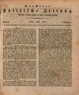 Münchener politische Zeitung (Süddeutsche Presse) Mittwoch 18. September 1816