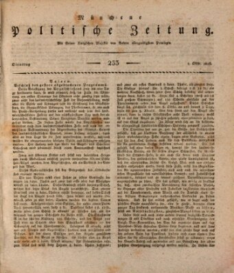 Münchener politische Zeitung (Süddeutsche Presse) Dienstag 1. Oktober 1816