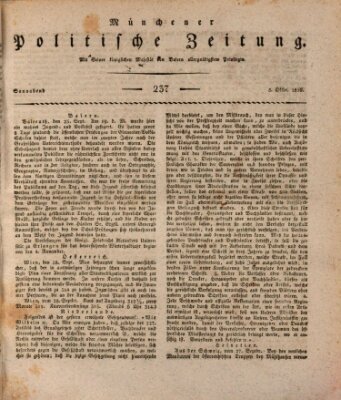 Münchener politische Zeitung (Süddeutsche Presse) Samstag 5. Oktober 1816