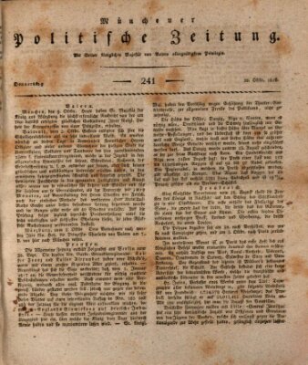 Münchener politische Zeitung (Süddeutsche Presse) Donnerstag 10. Oktober 1816