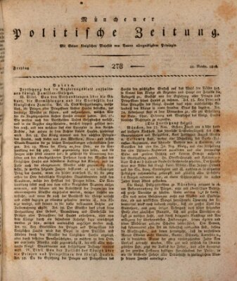 Münchener politische Zeitung (Süddeutsche Presse) Freitag 22. November 1816