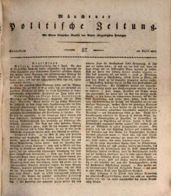 Münchener politische Zeitung (Süddeutsche Presse) Samstag 12. April 1817