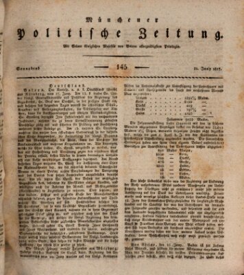 Münchener politische Zeitung (Süddeutsche Presse) Samstag 21. Juni 1817