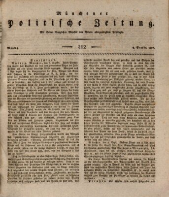 Münchener politische Zeitung (Süddeutsche Presse) Montag 8. September 1817