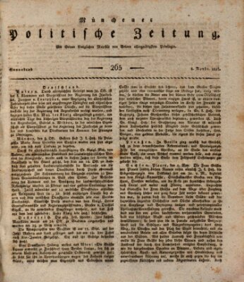 Münchener politische Zeitung (Süddeutsche Presse) Samstag 8. November 1817