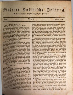 Münchener politische Zeitung (Süddeutsche Presse) Montag 1. Januar 1821