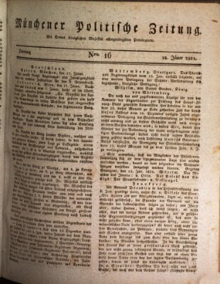 Münchener politische Zeitung (Süddeutsche Presse) Donnerstag 18. Januar 1821