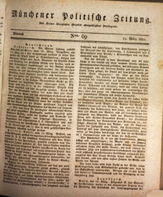 Münchener politische Zeitung (Süddeutsche Presse) Mittwoch 21. März 1821