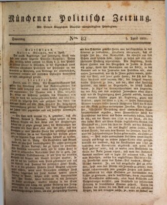 Münchener politische Zeitung (Süddeutsche Presse) Donnerstag 5. April 1821