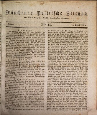 Münchener politische Zeitung (Süddeutsche Presse) Freitag 3. August 1821