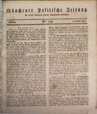 Münchener politische Zeitung (Süddeutsche Presse) Dienstag 9. Oktober 1821
