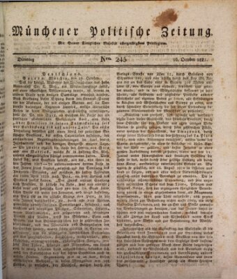 Münchener politische Zeitung (Süddeutsche Presse) Dienstag 16. Oktober 1821