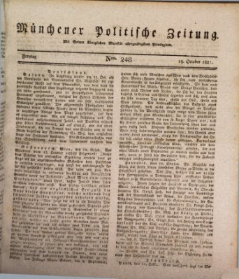Münchener politische Zeitung (Süddeutsche Presse) Freitag 19. Oktober 1821