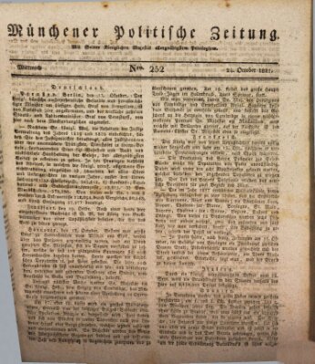 Münchener politische Zeitung (Süddeutsche Presse) Mittwoch 24. Oktober 1821