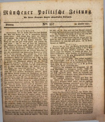 Münchener politische Zeitung (Süddeutsche Presse) Dienstag 30. Oktober 1821